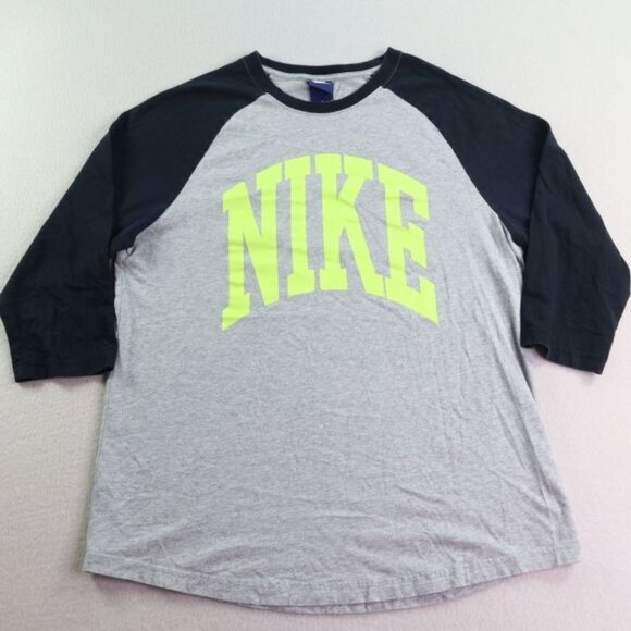 Nike Shirt Mens Large L Raglan Long Sleeve Baseball Jersey - Picture 2 of 8